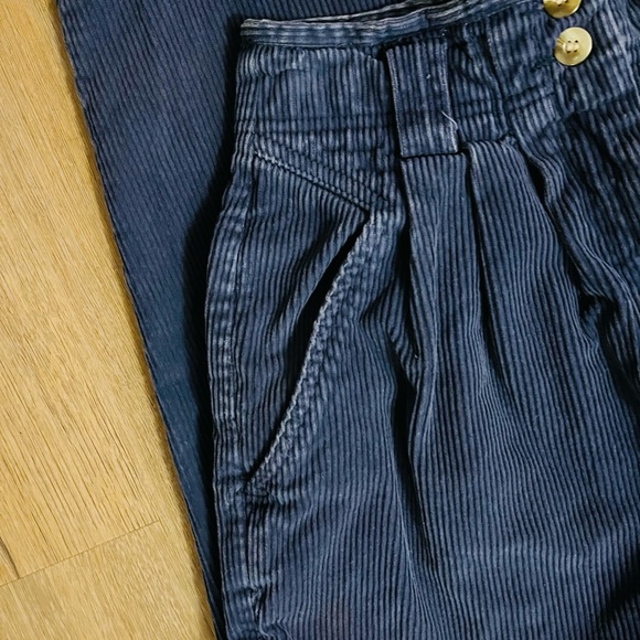 Vintage Radishes & Roses High-Rise Corduroy Trousers in Navy - Picture 4 of 7